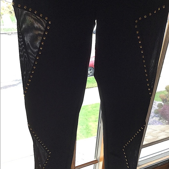 Forever 21 Pyramid Rock Stud Legging MESH Inserts Black S - Picture 1 of 8